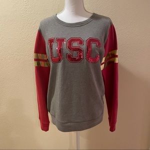 NWT Pink Victoria’s Secret USC Sparkly Jersey Sweater